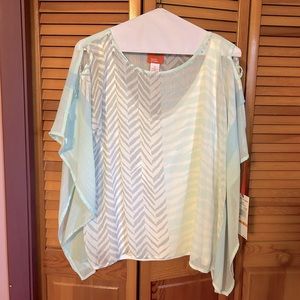 Hearts of palm sheer blue top